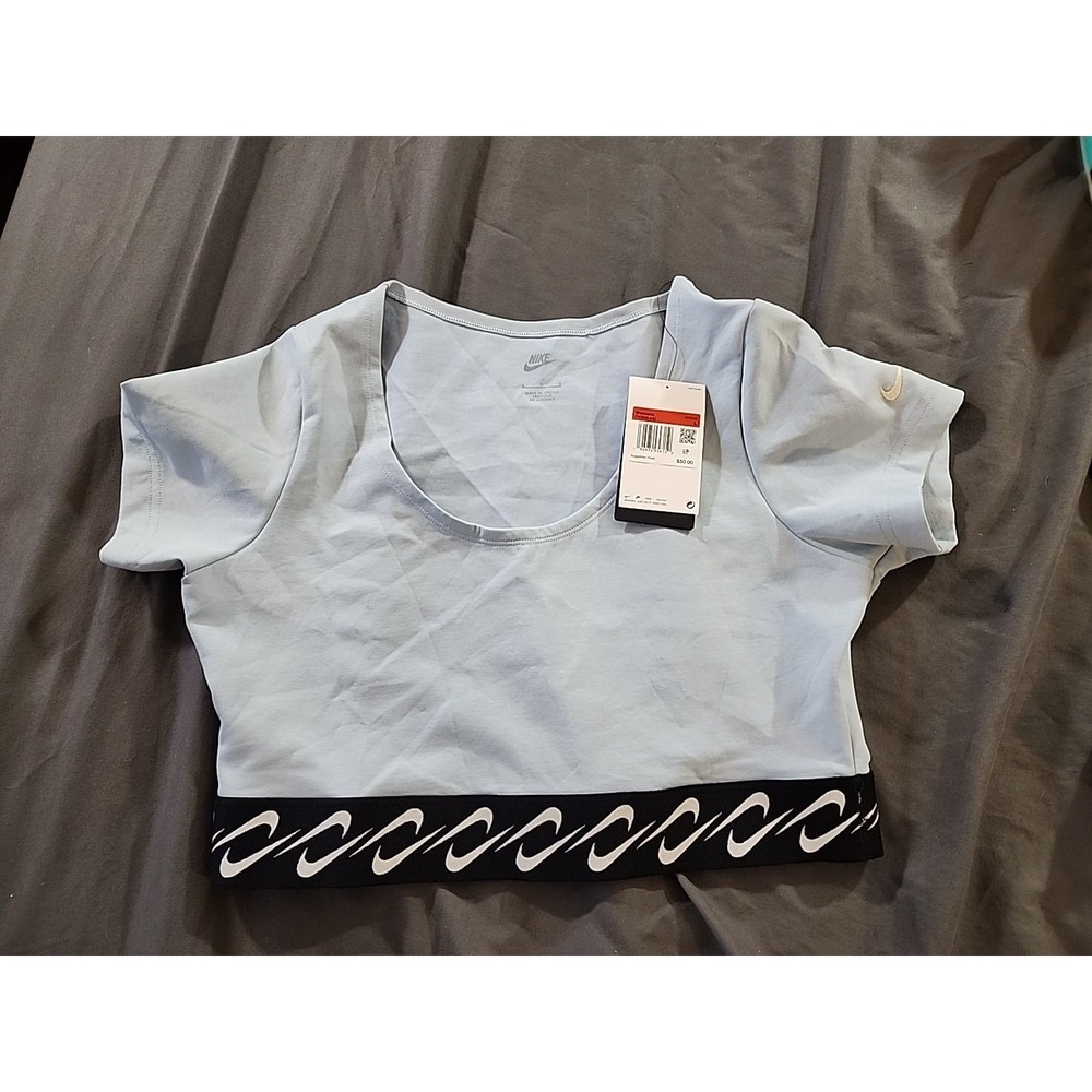 Nike‎ Sportswear Essential Swoosh Women's Short-sleeve Top FN3666-440 Size Large